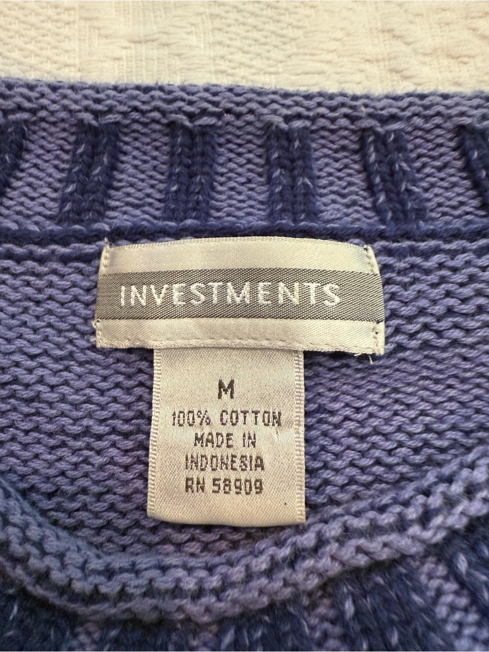 Investments Blue Sweater Women’s Medium M 100% Cotton - Picture 3 of 6